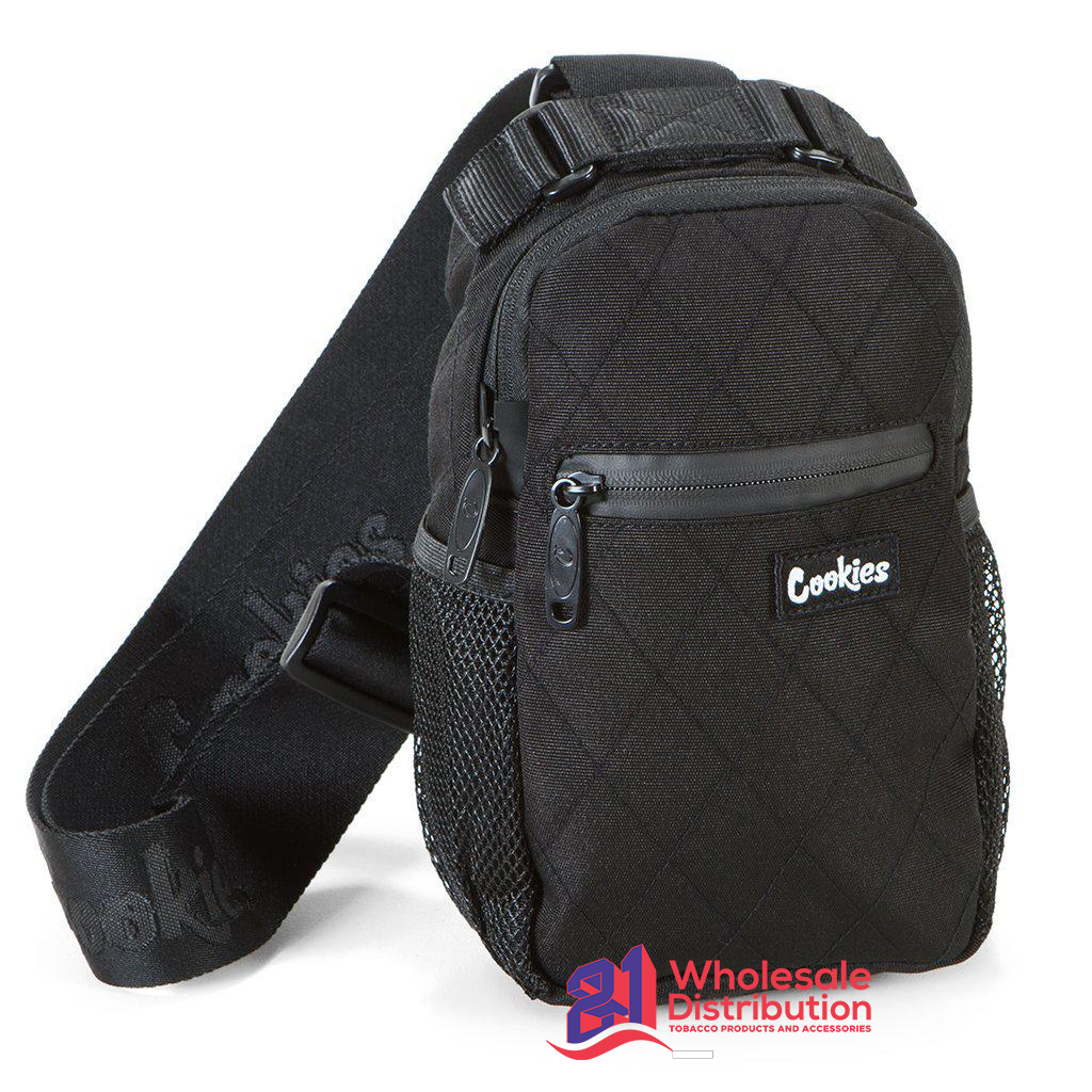 COOKIES QUILTED NYLON OVER THE SHOULDER SLING BAG-BLACK