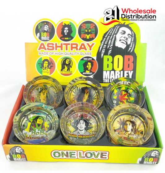 BOB MARLELEY Rasta glass ashtray