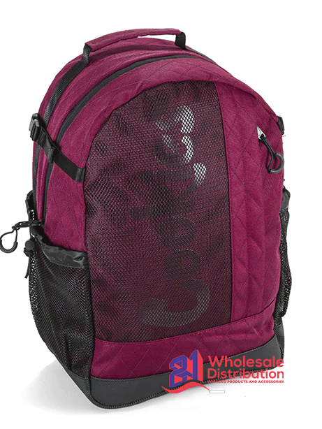 COOKIES MESH OVERLAY NYLON BACKPACK-BURGUNDY