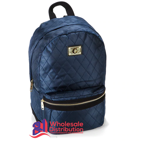 COOKIES V3 QUILTED NYLON WHITH MICRO SUEDE & GOLD TRIM-NAVY