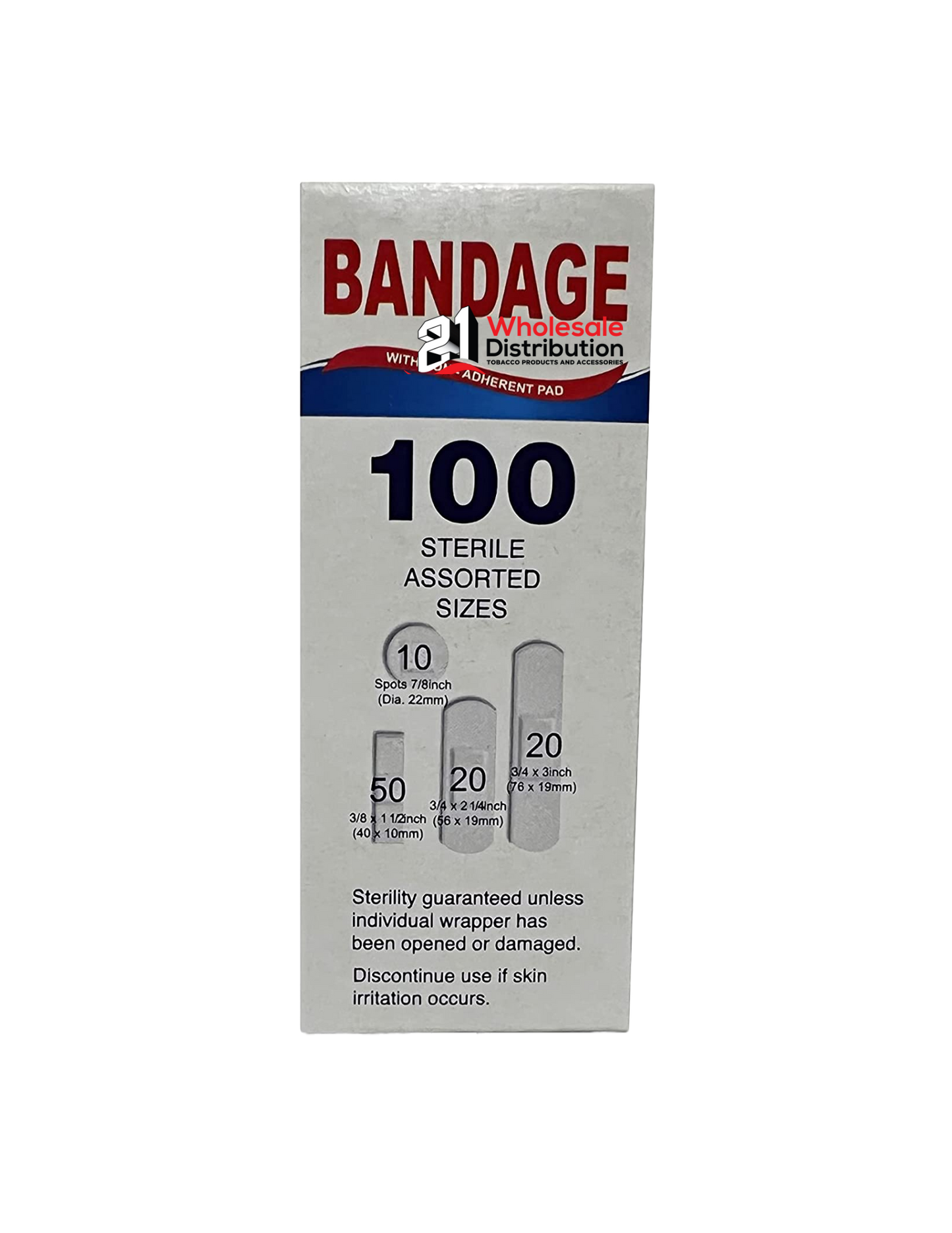 BANDAGE 100 Adhesive Bandages - With non adherent Pad