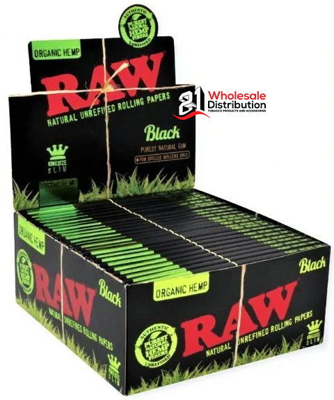 RAW BLACK KING SIZE ORGANIC 50 PCK SLIM