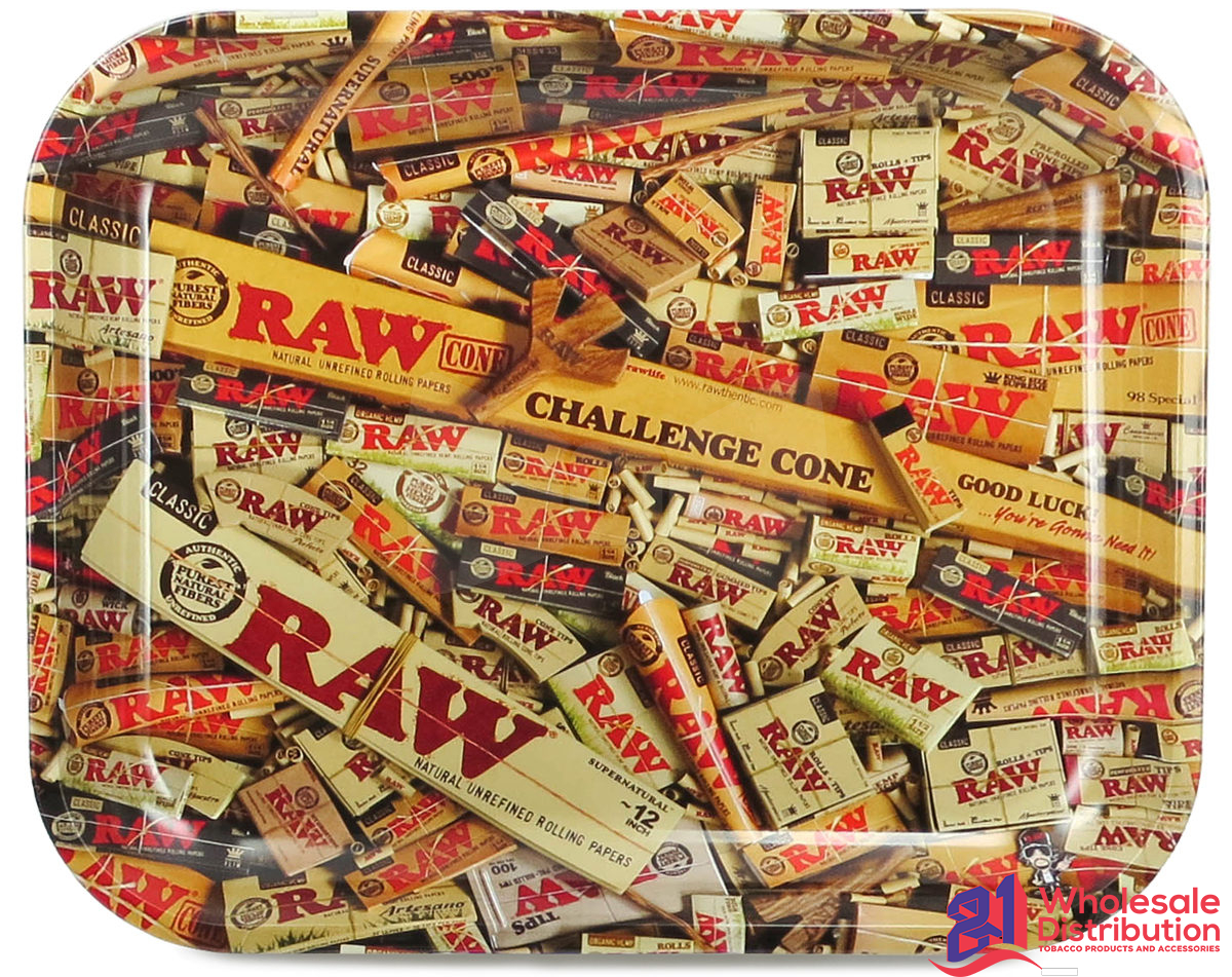 RAW MIXED ITEMS ROLLING TRAY METAL LARGE