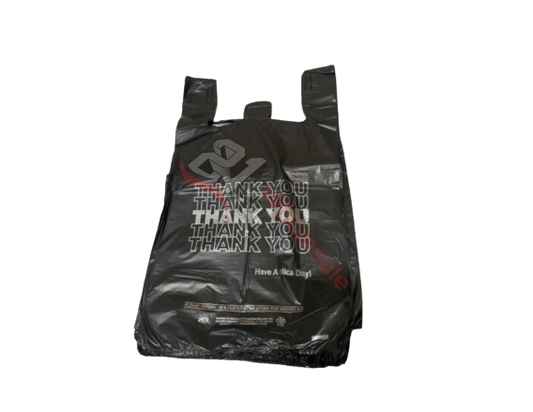 RECYCLE BAG THANK YOU PRINT BLACK  1000/CS 1/6BBL