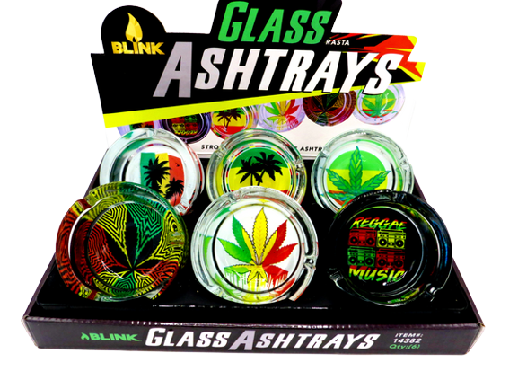 RASTA GLASS ASHTRAYS (pack6)