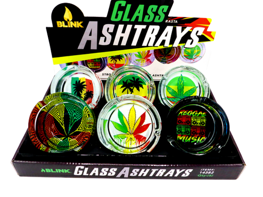 RASTA GLASS ASHTRAYS (pack6)