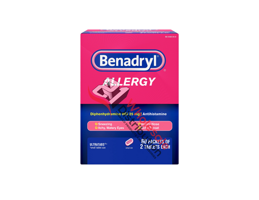 Benadryl Ultratabs Go Packs, Antihistamine Allergy Medicine Tablets with Diphenhydramine HCl, (each)