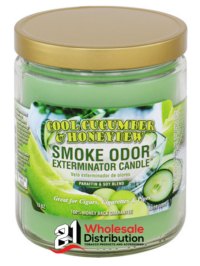 SMOKE ODOR CANDLE-COOL CUCUMBER & HONEYDEW