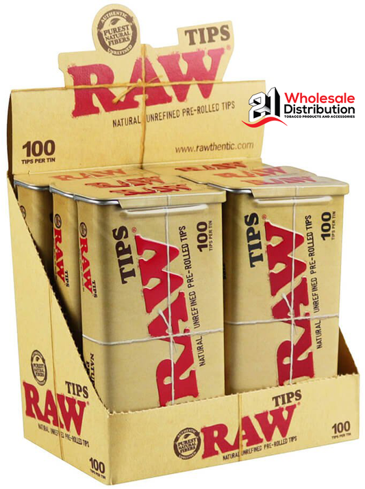 RAW TIPS PREROLLED TIN DISPLAY